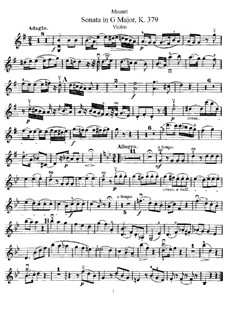 Sonata for Violin and Piano No.27 in G Major, K.379: Solo part by Wolfgang Amadeus Mozart