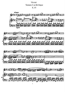 Sonata for Violin (or Flute) and Piano No.1 in B Flat Major, K.10: Score by Wolfgang Amadeus Mozart