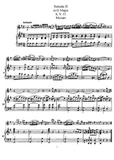 Sonata for Violin (or Flute) and Piano No.2 in G Major, K.11: Score by Wolfgang Amadeus Mozart