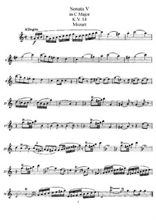 Sonata for Violin (or Flute) and Piano No.9 in C Major, K.14: Solo part by Wolfgang Amadeus Mozart