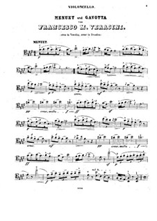 Minuet and Gavotte for Cello and Piano: Solo part by Francesco Maria Veracini