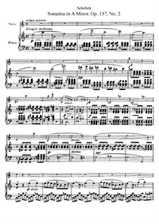 Sonatina for Violin and Piano No.2 in A Minor, D.385 Op.137: Score by Franz Schubert