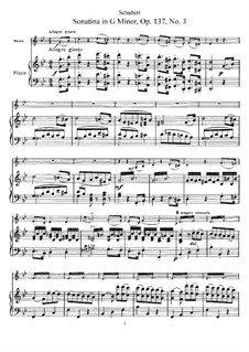 Sonatina for Violin and Piano No.3 in G Minor, D.408 Op.137: Score by Franz Schubert
