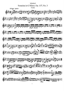Sonatina for Violin and Piano No.3 in G Minor, D.408 Op.137: Solo part by Franz Schubert