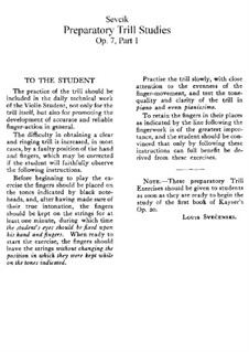 Preparatory Trill Studies for Violin, Op.7 No.1-23: Preparatory Trill Studies for Violin by Otakar Ševčík