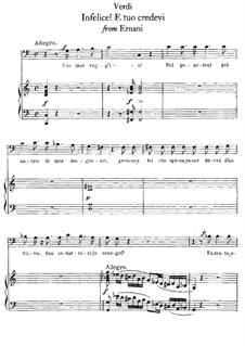 Ernani: Infelice! E tuo credevi. Arrangement for voice and piano by Giuseppe Verdi