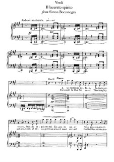 Simon Boccanegra: Il lacerato spirito, for voice and piano by Giuseppe Verdi