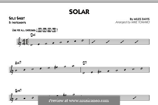 Solar: Bb Solo Sheet part by Miles Davis