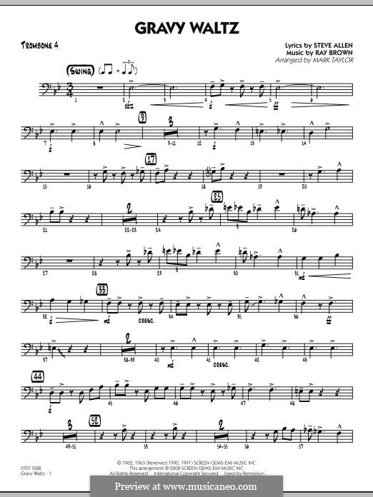Gravy Waltz (Steve Allen): Trombone 4 part by Ray Brown