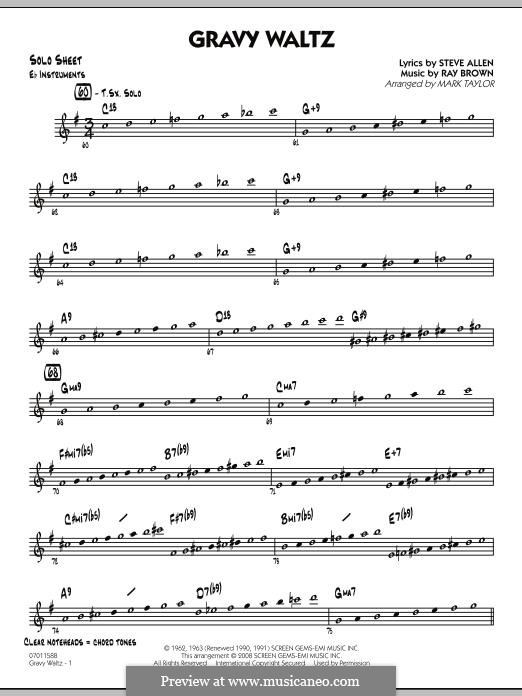 Gravy Waltz (Steve Allen): Eb Solo Sheet part by Ray Brown