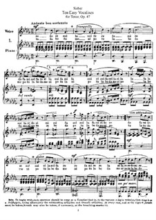 Ten Easy Vocalises for Tenor, Op.47: Ten Easy Vocalises for Tenor by Ferdinand Sieber