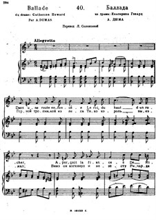 Songs and Romances (Book I), Nos.1-23: No.40 Ballade by Alexander Dargomyzhsky