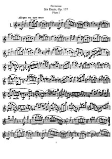 Six Duets for Two Flutes, Op.137: Flute I part by Anton Bernhard Fürstenau