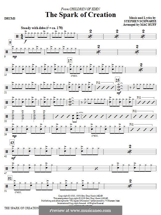 The Spark of Creation (from Children of Eden): Drums part by Stephen Schwartz