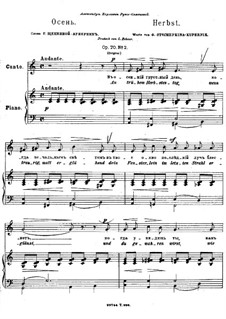 Five Songs, Op.70: Nr.2 Herbst by Anton Arensky