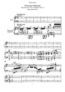 Transcription on Polonaise Brilliant by Weber, S.455: For two pianos four hands by Franz Liszt