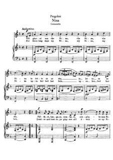 Tre giorni son che Nina: For voice and piano by Giovanni Battista Pergolesi