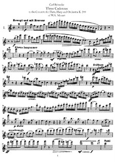 Three Cadenzas to Concerto for Flute and Harp in C Major by W. A. Mozart: Flute part by Carl Reinecke