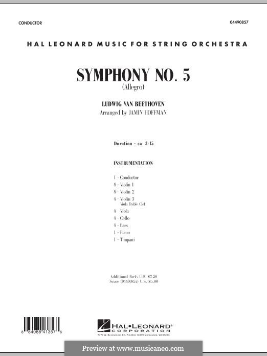 Movement I, Allegro: For strings – Full Score by Ludwig van Beethoven