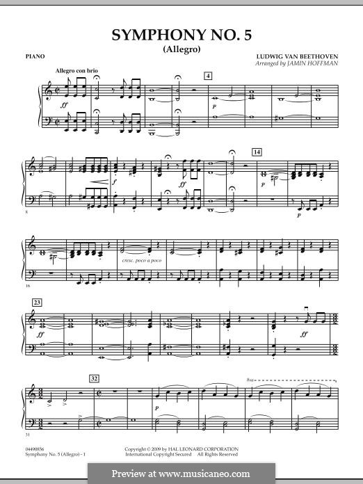 Movement I, Allegro: For strings – Piano part by Ludwig van Beethoven