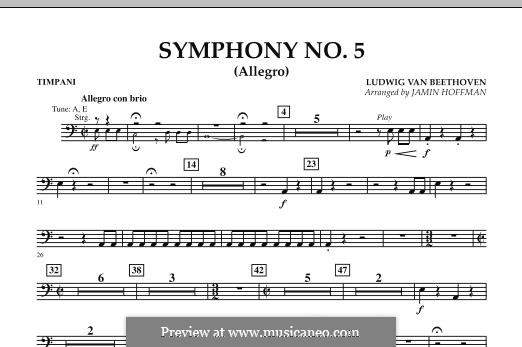 Movement I, Allegro: For strings – Timpani part by Ludwig van Beethoven