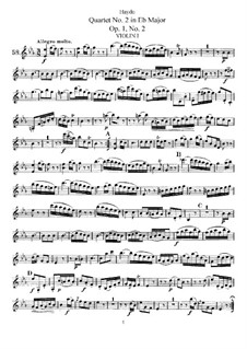 String Quartet No.2 in E Flat Major, Hob.III/2 Op.1 No.2: Parts by Joseph Haydn