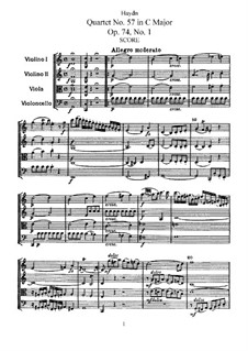 String Quartet No.57 in C Major, Hob.III/72 Op.74 No.1: Full score, parts by Joseph Haydn