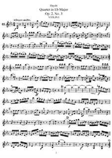 String Quartet in E Flat Major, Hob.III/9 Op.2 No.3: Parts by Joseph Haydn