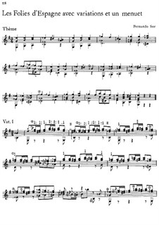 Les folies d'Espagne avec variations et un menuet: Les folies d'Espagne avec variations et un menuet by Fernando Sor