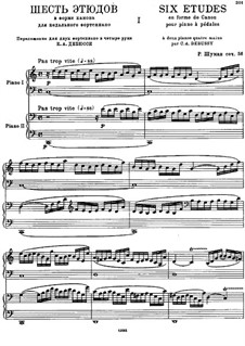 Studies in the Form of Canons, Op.56: For two pianos four hands by Robert Schumann