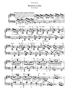 Transcriptions on Songs by Schubert, S.558: No.10 Restless Love by Franz Liszt