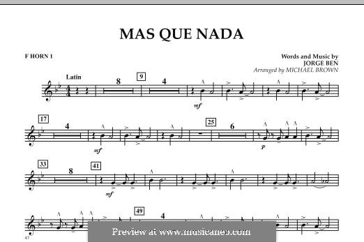 Mas Que Nada (Say No More) Concert Band version: F Horn 1 part by Jorge Ben