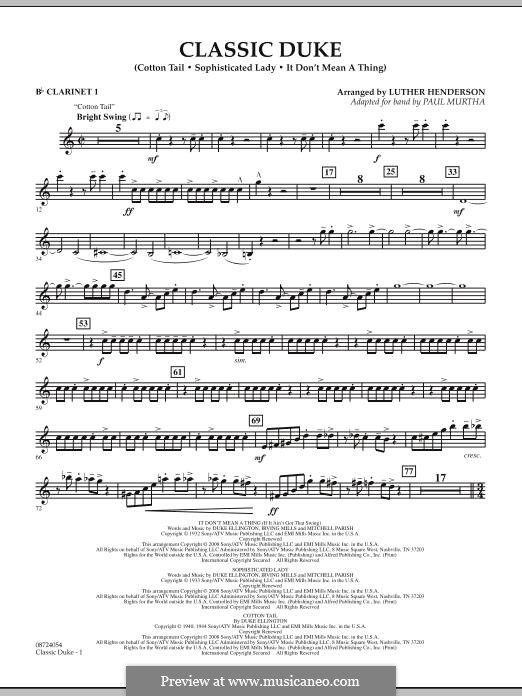 Classic Duke: Bb Clarinet 1 part by Duke Ellington