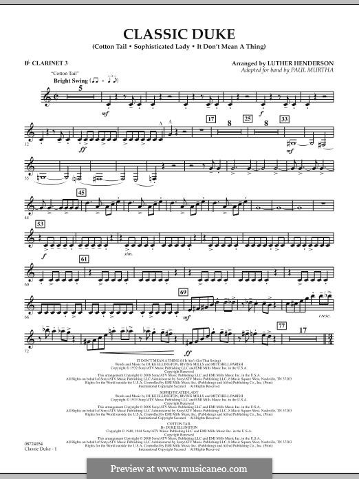 Classic Duke: Bb Clarinet 3 part by Duke Ellington