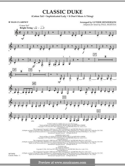 Classic Duke: Bb Bass Clarinet part by Duke Ellington