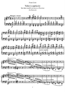 Transcription on Themes from 'Lucia et Parisina' by Donizetti, S.401: For piano by Franz Liszt