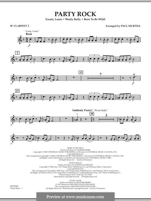 Party Rock: Bb Clarinet 2 part by Domingo Samudio, Mars Bonfire, Richard Berry