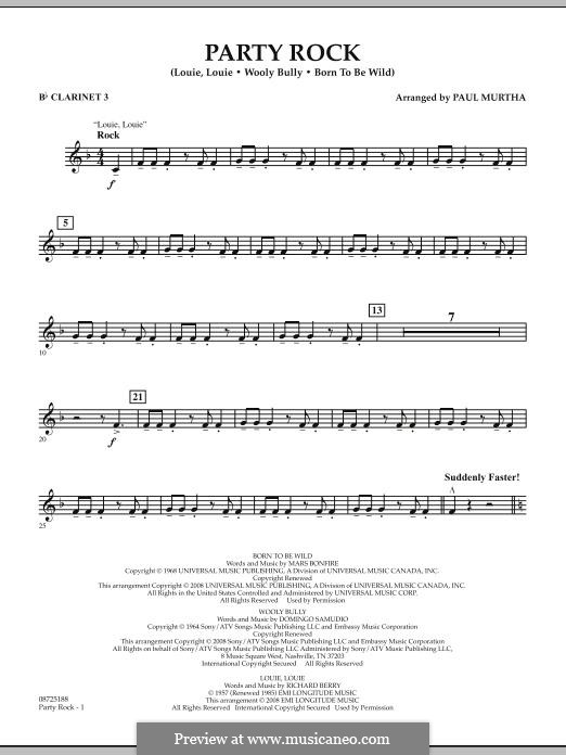 Party Rock: Bb Clarinet 3 part by Domingo Samudio, Mars Bonfire, Richard Berry