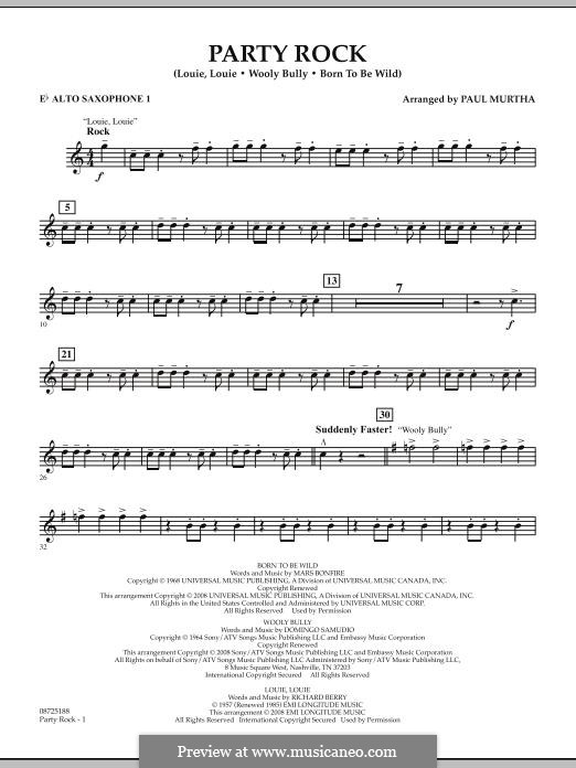 Party Rock: Eb Alto Saxophone 1 part by Domingo Samudio, Mars Bonfire, Richard Berry