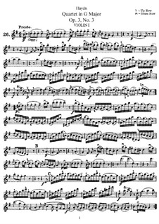 String Quartet in G Major, Hob.III/15 Op.3 No.3: Parts by Joseph Haydn