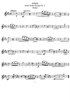 Six Sonatas for Violin and Piano, Op.10: Sonata No.2. Adagio – solo part, J.100 by Carl Maria von Weber