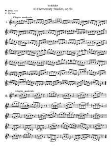 Forty Elementary Studies for Violin, Op.54: Forty Elementary Studies for Violin by Franz Wohlfahrt