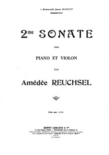 Sonata for Violin and Piano No.2: Score by Amédée Reuchsel