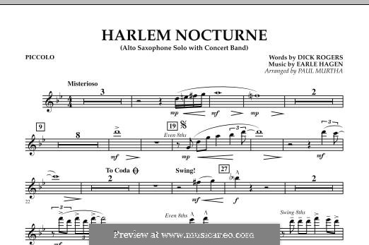 Harlem Nocturne (Alto Sax Solo with Band): Piccolo part by Earle Hagen