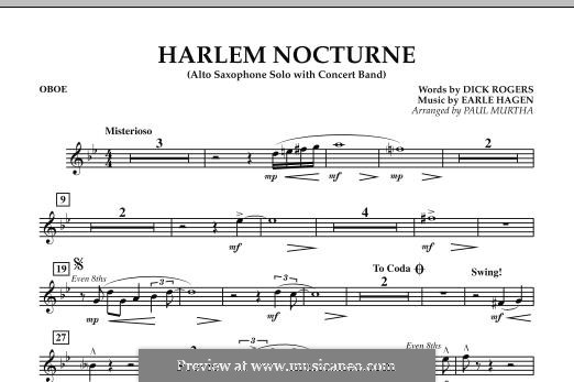 Harlem Nocturne (Alto Sax Solo with Band): Oboe part by Earle Hagen