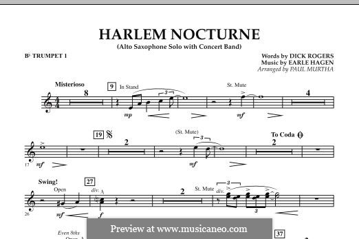 Harlem Nocturne (Alto Sax Solo with Band): Bb Trumpet 1 part by Earle Hagen