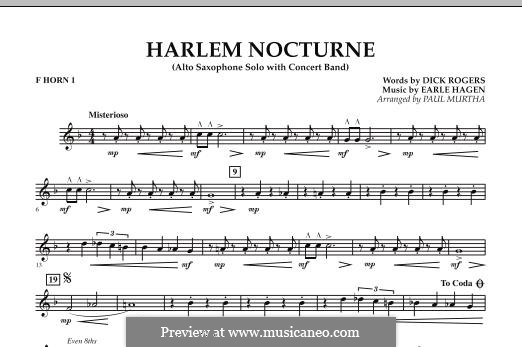 Harlem Nocturne (Alto Sax Solo with Band): F Horn 1 part by Earle Hagen