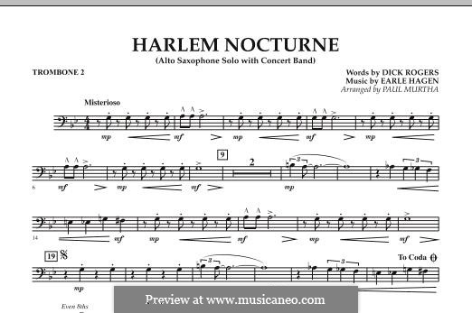 Harlem Nocturne (Alto Sax Solo with Band): Trombone 2 part by Earle Hagen