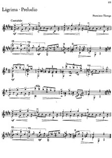 Lagrima. Prelude: For guitar by Francisco Tárrega