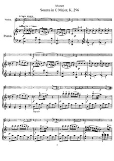 Sonata for Violin and Piano No.17 in C Major, K.296: Score, solo part by Wolfgang Amadeus Mozart